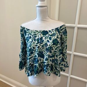 Top Shop Floral Off the Shoulder Ruffle Top